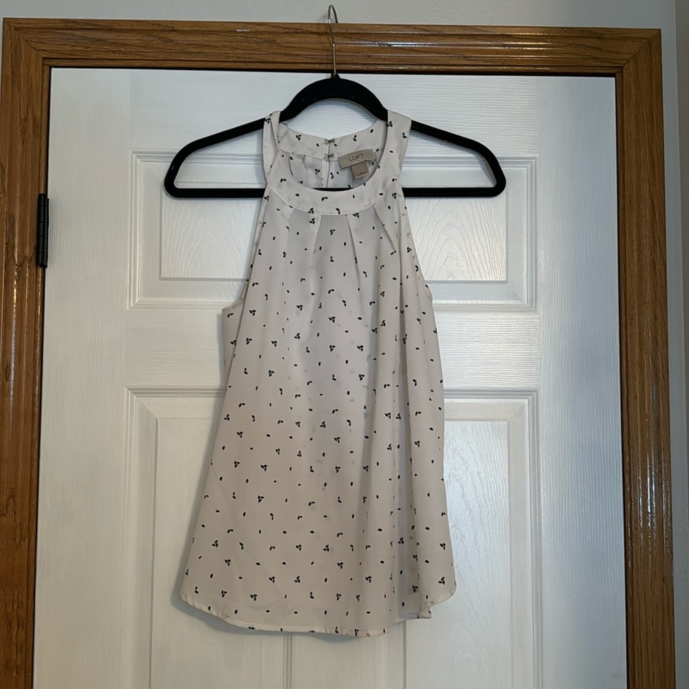 Loft Black and White High Neck Blouse Tank Size Medium